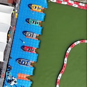 Eco-friendly lithium battery water boat cruising on lake