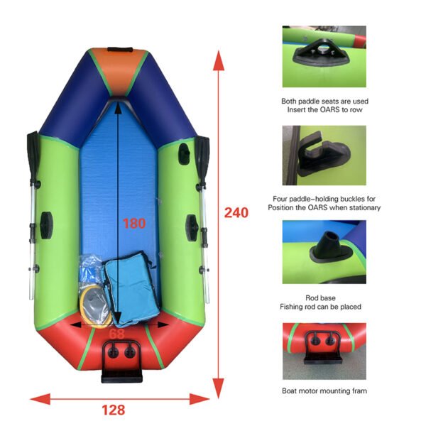 2.4m Extra-Thick PVC Inflatable Kayak with Drop Stitch Floor - Image 3