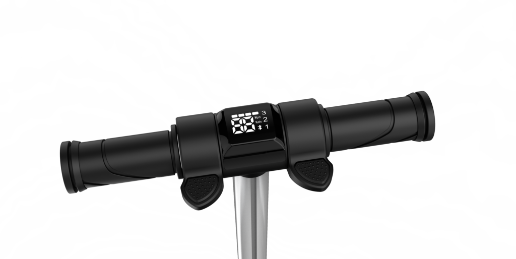 Electric carry on luggage Motorized travel suitcase rolling smoothly in terminal