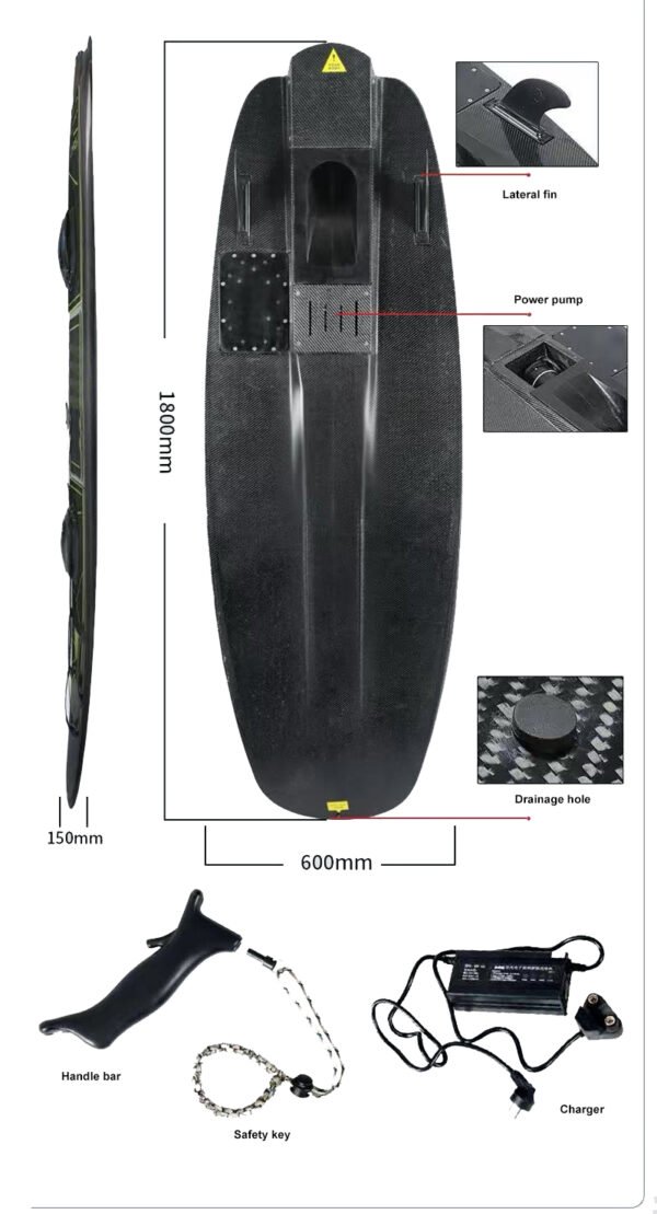 12KW Full Carbon Fiber Electric Surfboard – Extreme Speed & Lightweight Design - Image 2