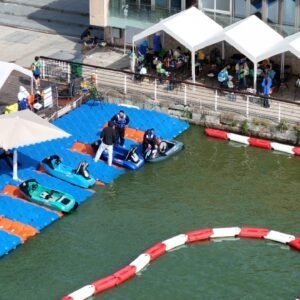 Durable HDPE water kart floating on lake